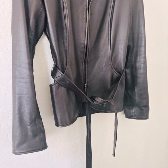 Lafayette 148 Brown Lambskin Leather Jacket - Picture 4 of 10